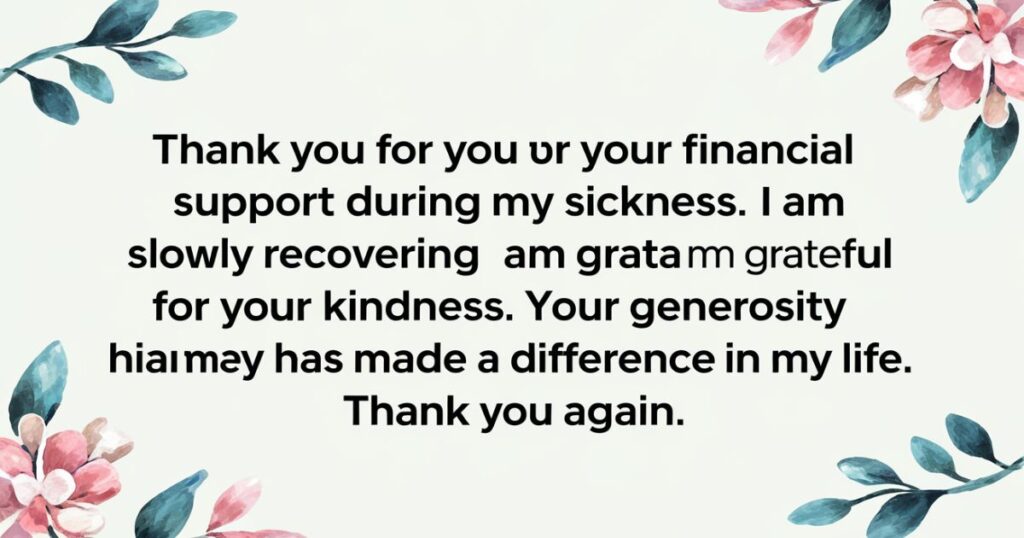 Thank You Message for Financial Support During Sickness