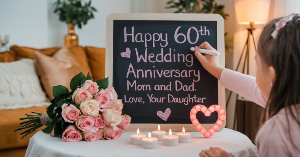 60th Wedding Anniversary Messages for Parents from Daughter