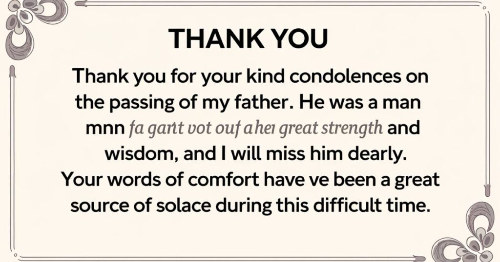 Thank You Message for Condolences on the Death of a Father