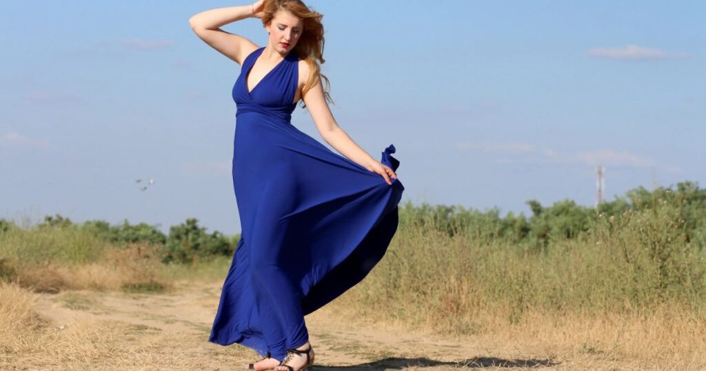 Stylish Blue Dress Captions for Instagram